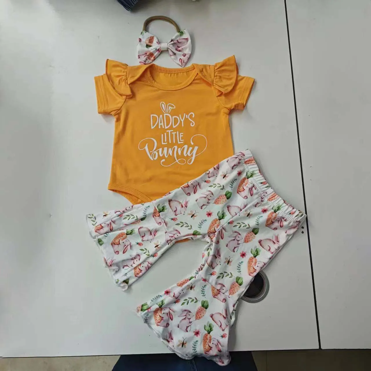 2 Pieces Set Baby Girls Letters Rompers And Cartoon Pants Wholesale 24030159