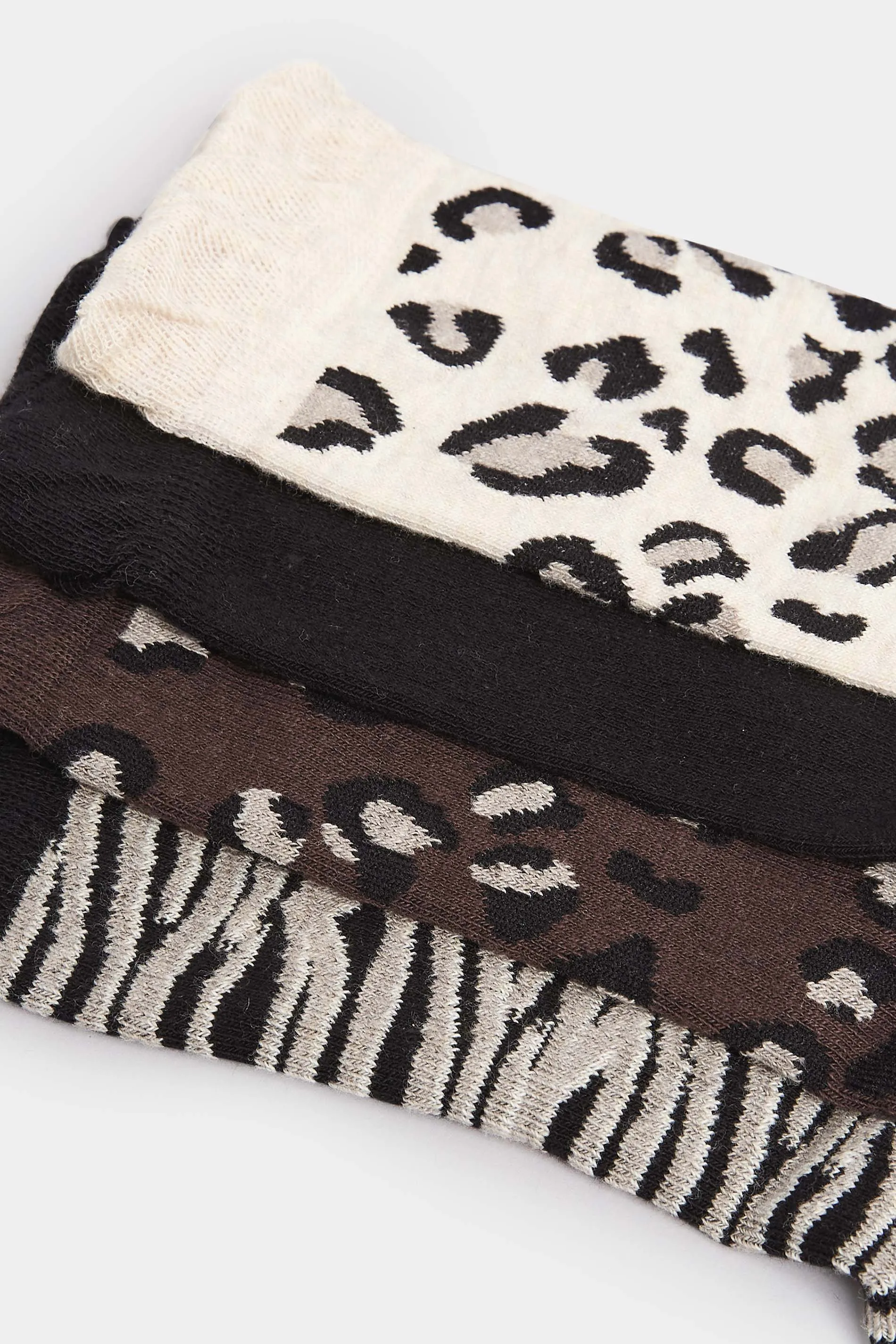 4 PACK White & Black Animal Print Socks