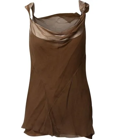 Alberta Ferretti Bias Cut Top With Slip Top in Brown Silk