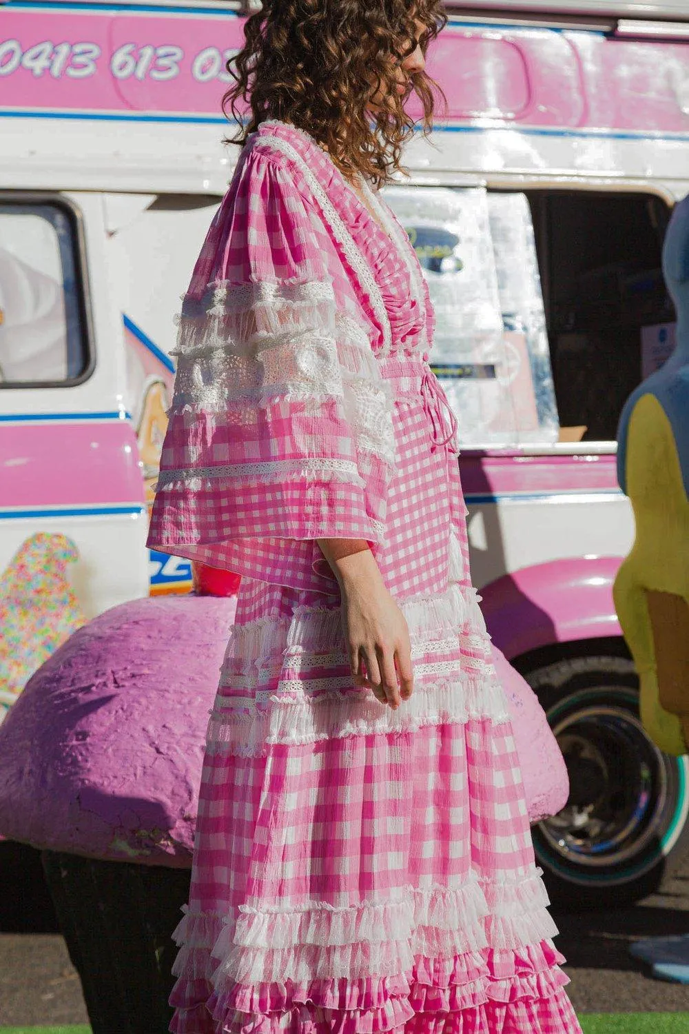 Aurora Maxi DRESS/DUSTER - Charm your way in Pink Gingham