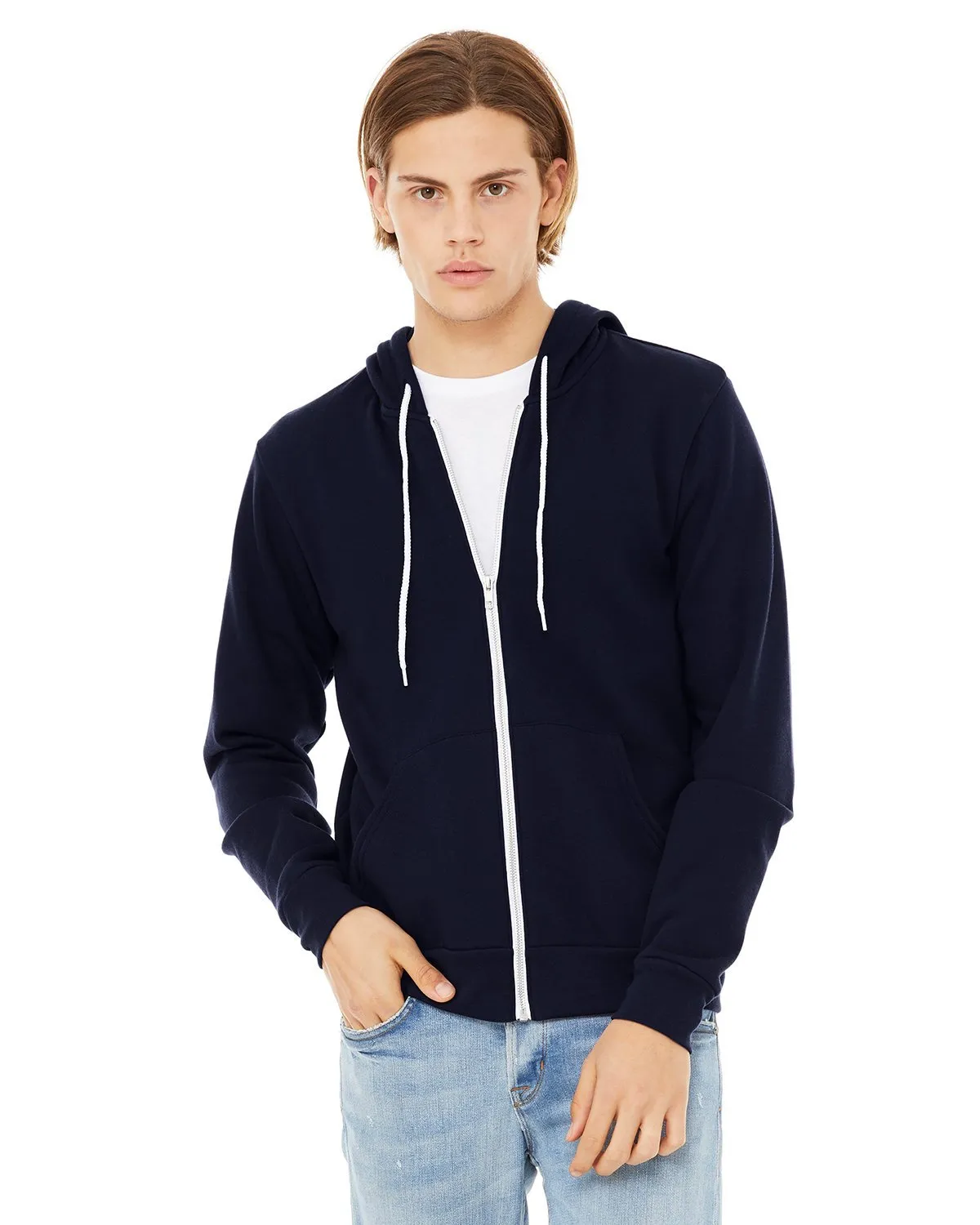 Bella + Canvas Unisex Poly-Cotton Fleece Full-Zip Hoodie 3739 Navy