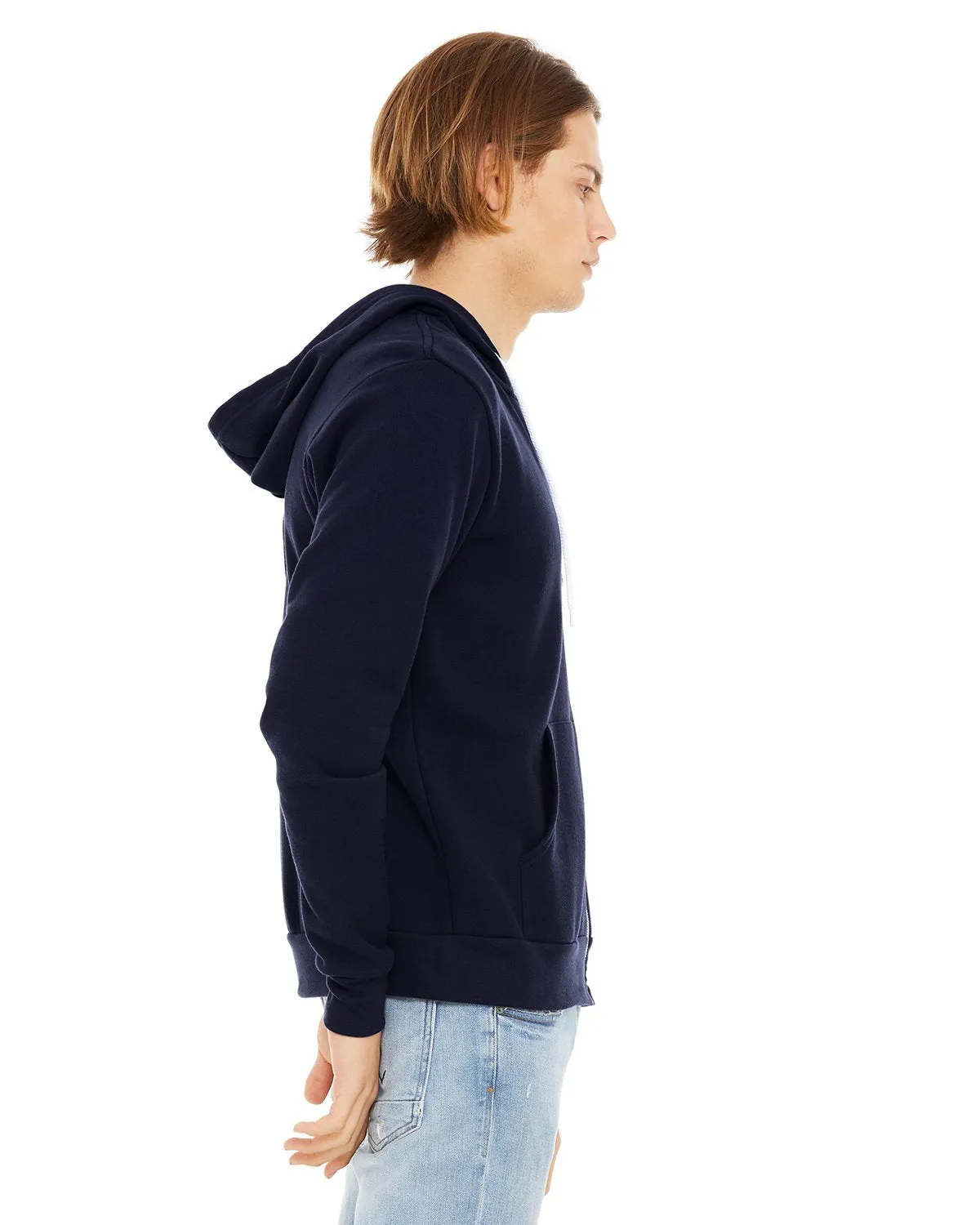 Bella + Canvas Unisex Poly-Cotton Fleece Full-Zip Hoodie 3739 Navy