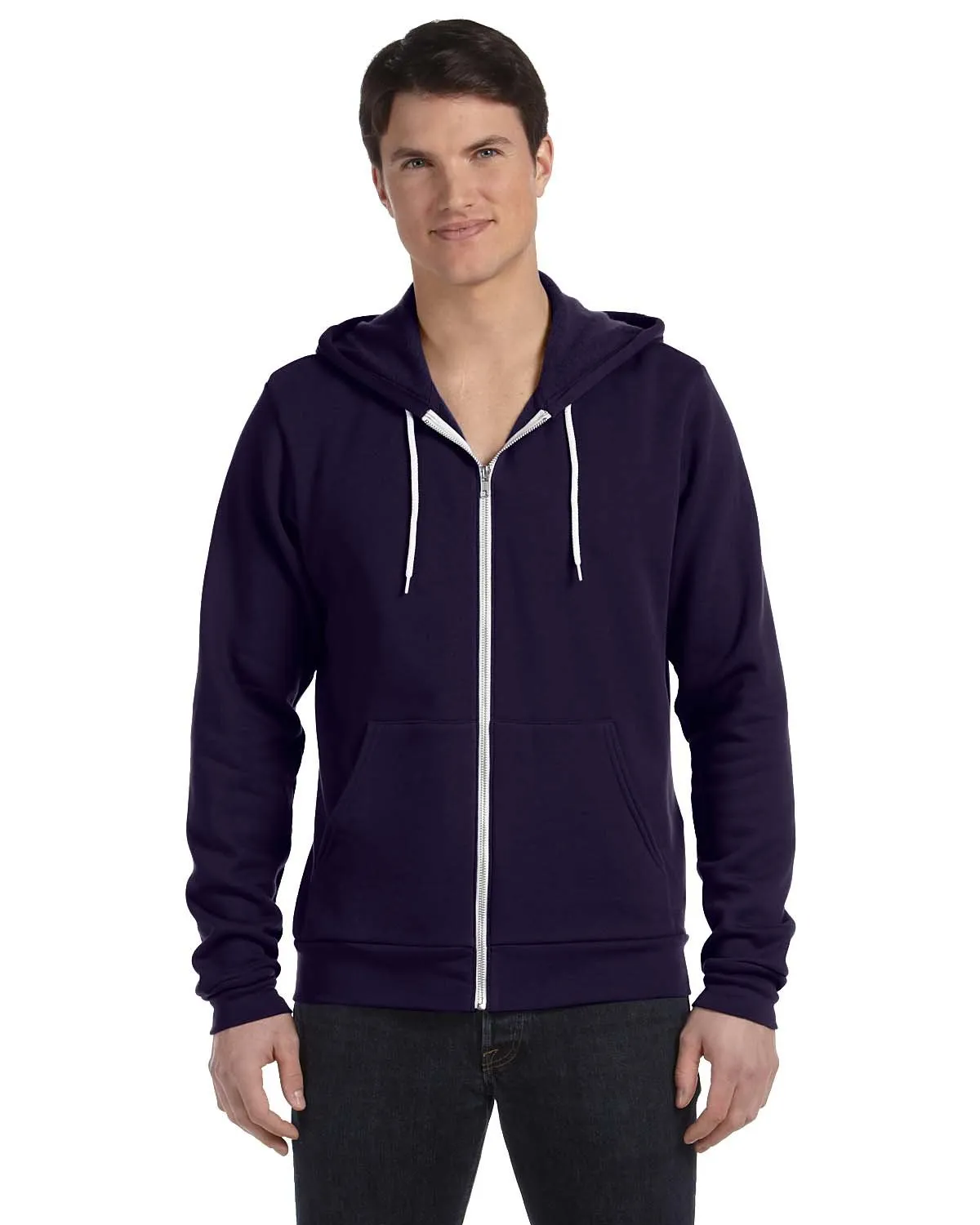 Bella + Canvas Unisex Poly-Cotton Fleece Full-Zip Hoodie 3739 Navy