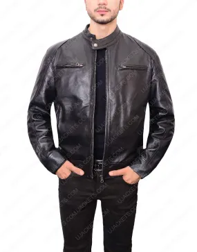 Black Double Front Pocket Jacket for Mens