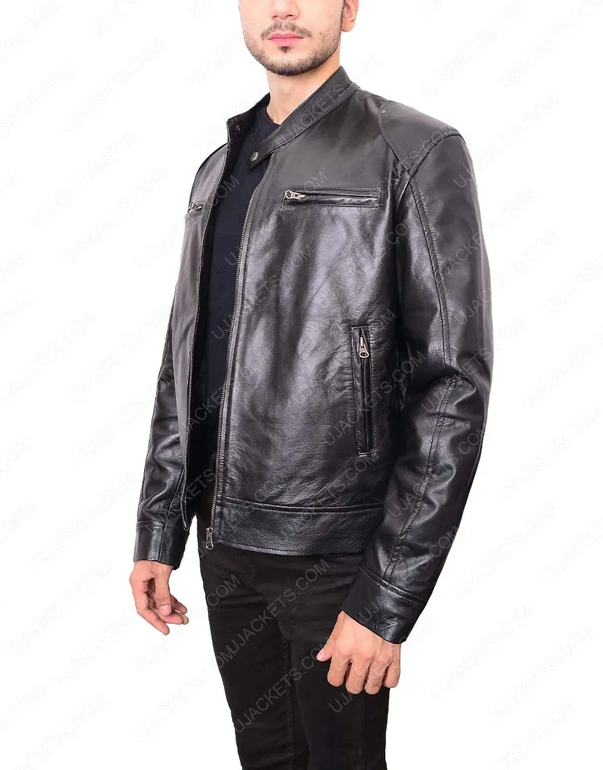 Black Double Front Pocket Jacket for Mens