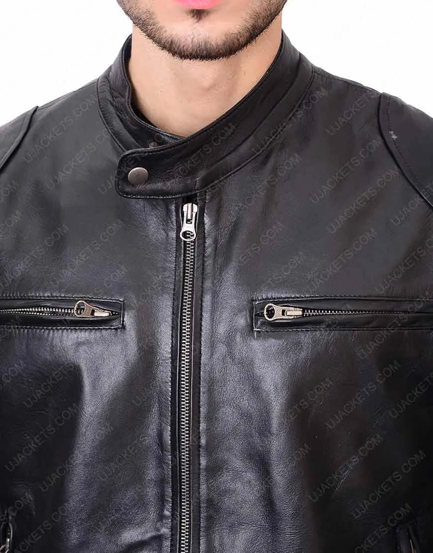 Black Double Front Pocket Jacket for Mens