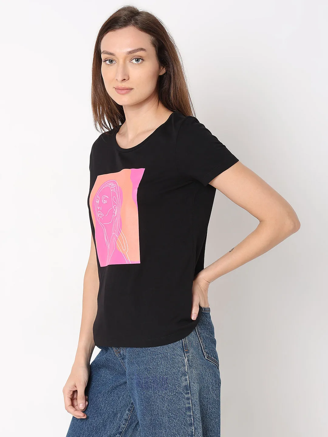 Black Graphic Print T-shirt