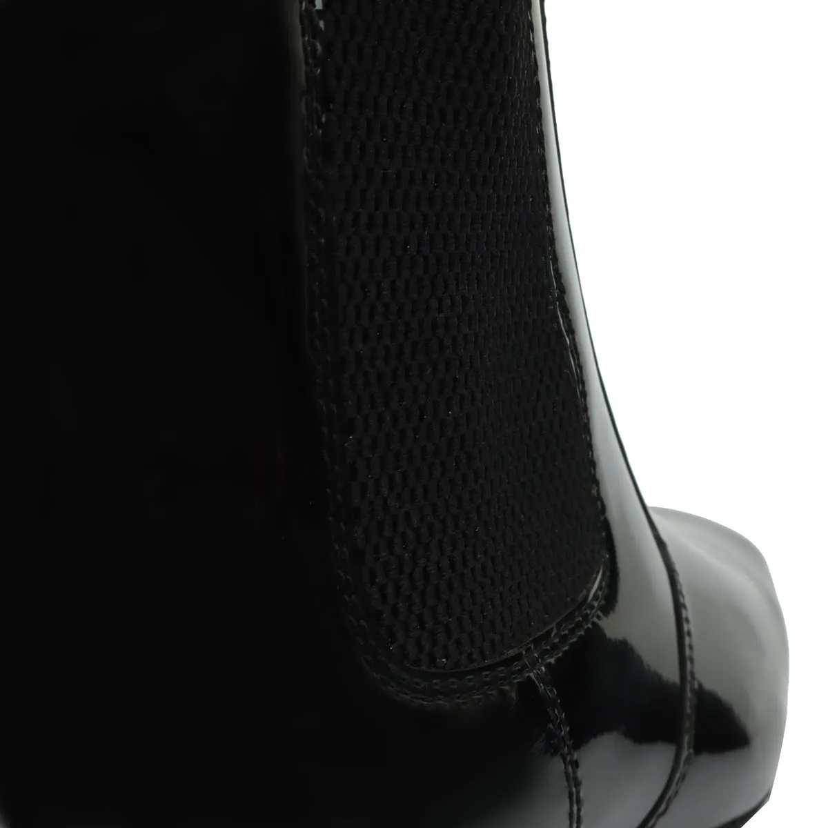 Black Patent Leather Boot with Elastic Pocket