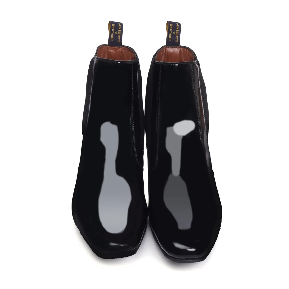 Black Patent Leather Boot with Elastic Pocket