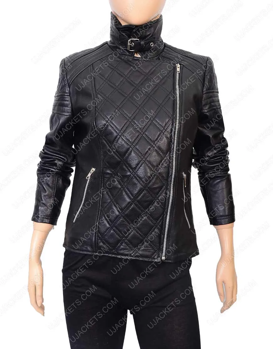 Black Quilted Motorcycle Jacket for Womens on Ujackets