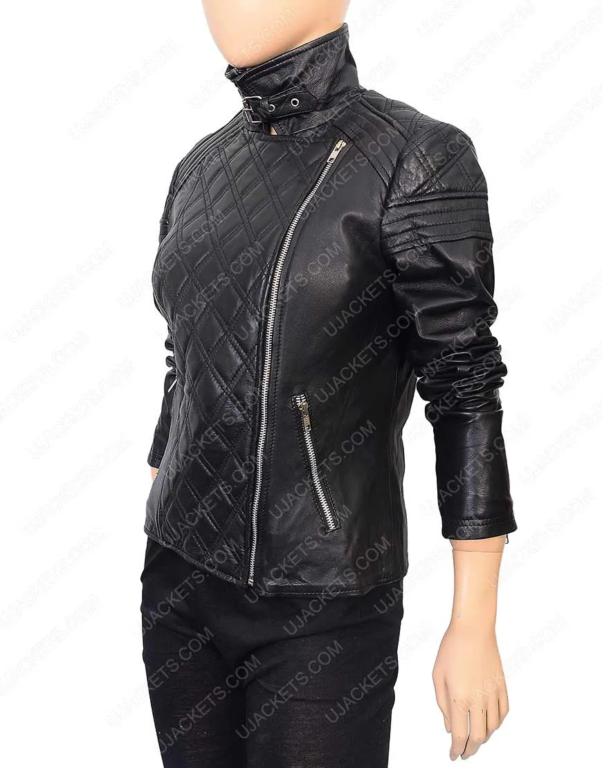 Black Quilted Motorcycle Jacket for Womens on Ujackets