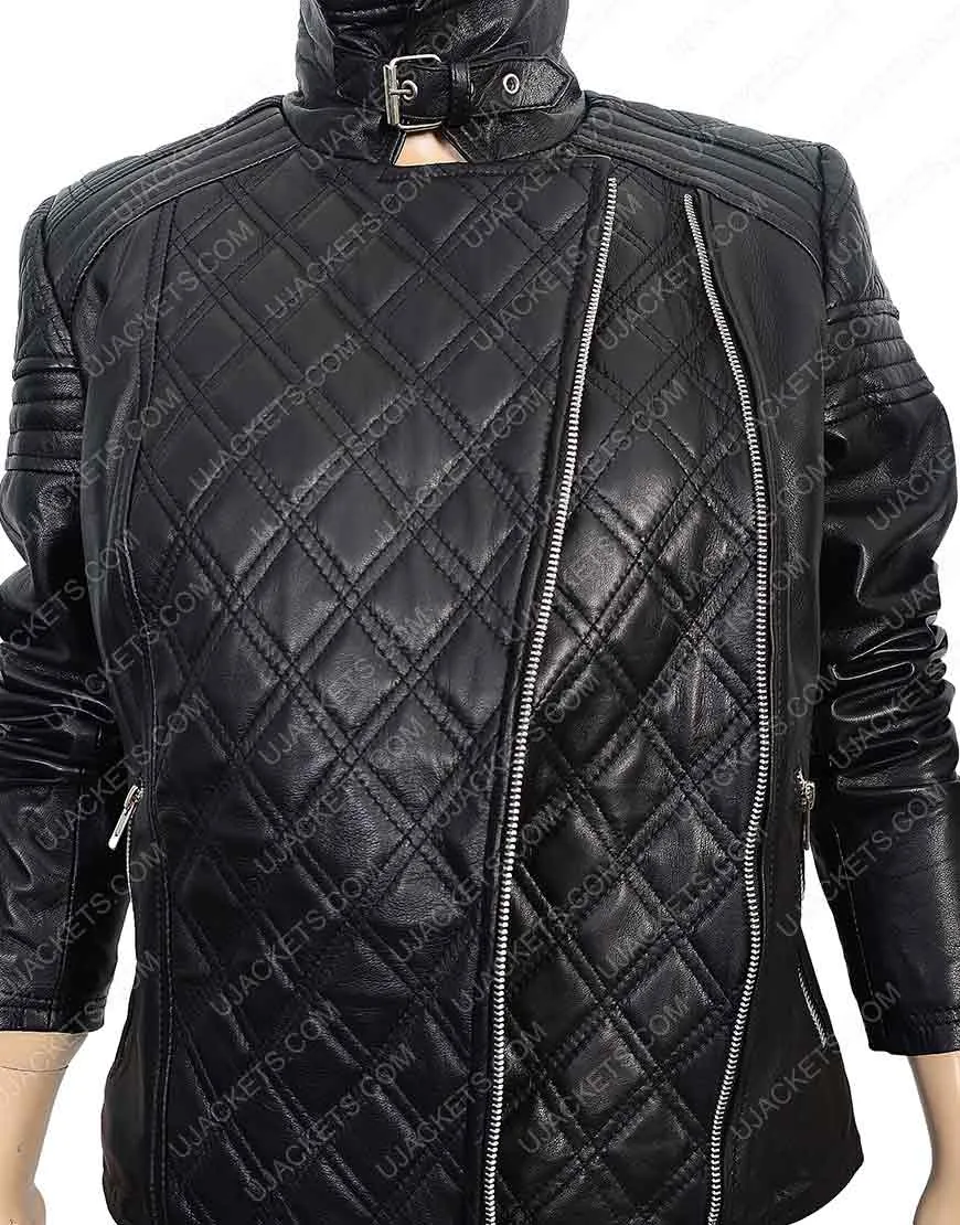 Black Quilted Motorcycle Jacket for Womens on Ujackets