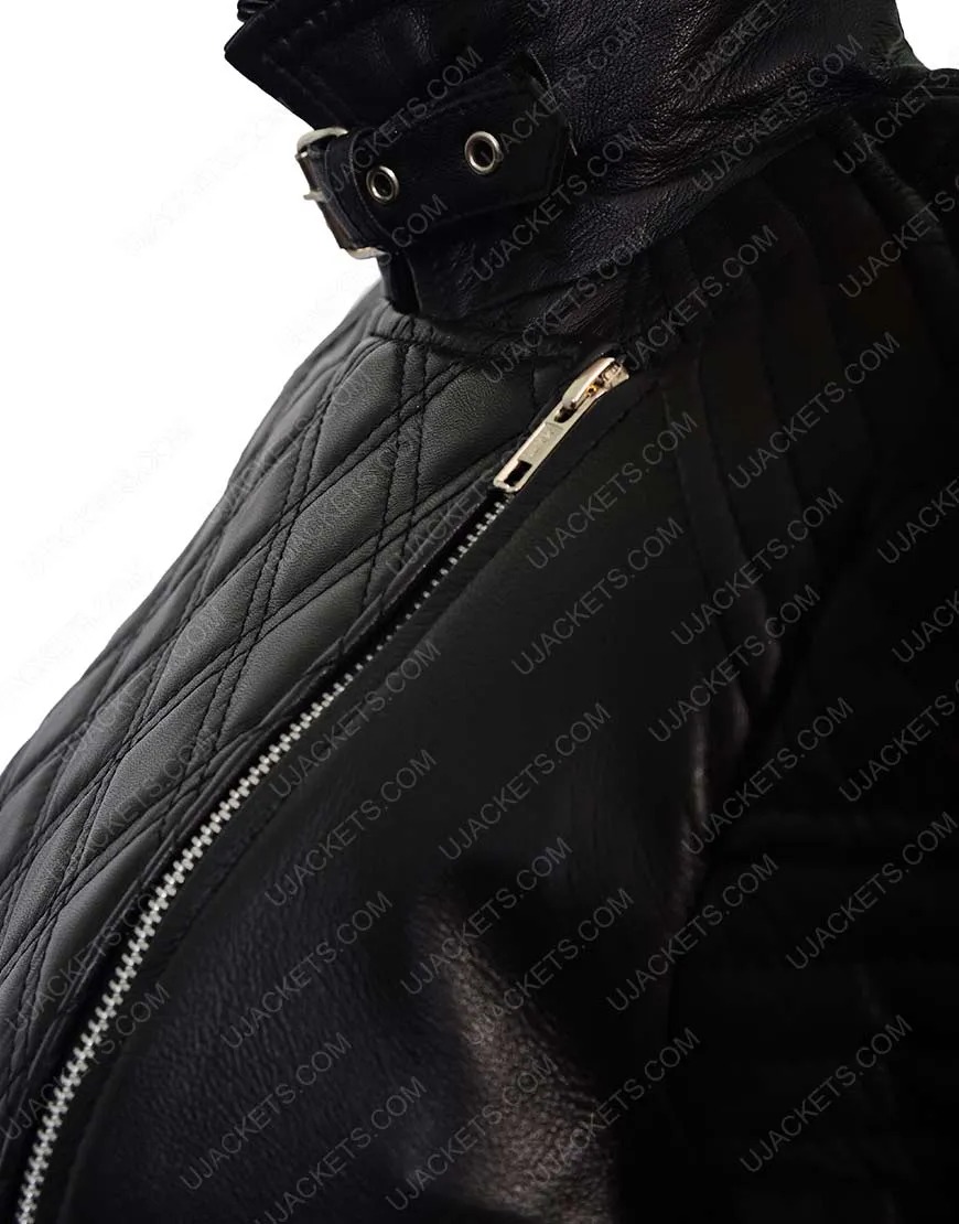 Black Quilted Motorcycle Jacket for Womens on Ujackets