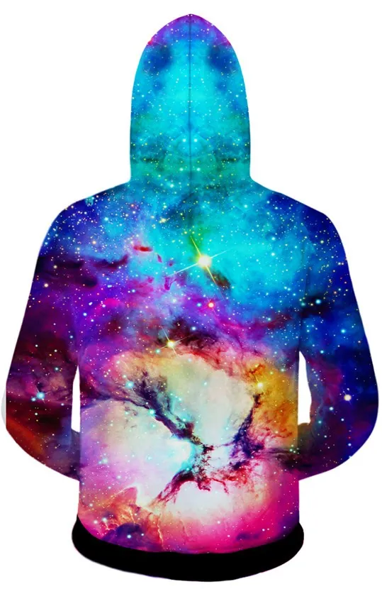 Blue Dreamer Galaxy Star Long Sleeves Mens Jacket Winter Hooded Hoodies