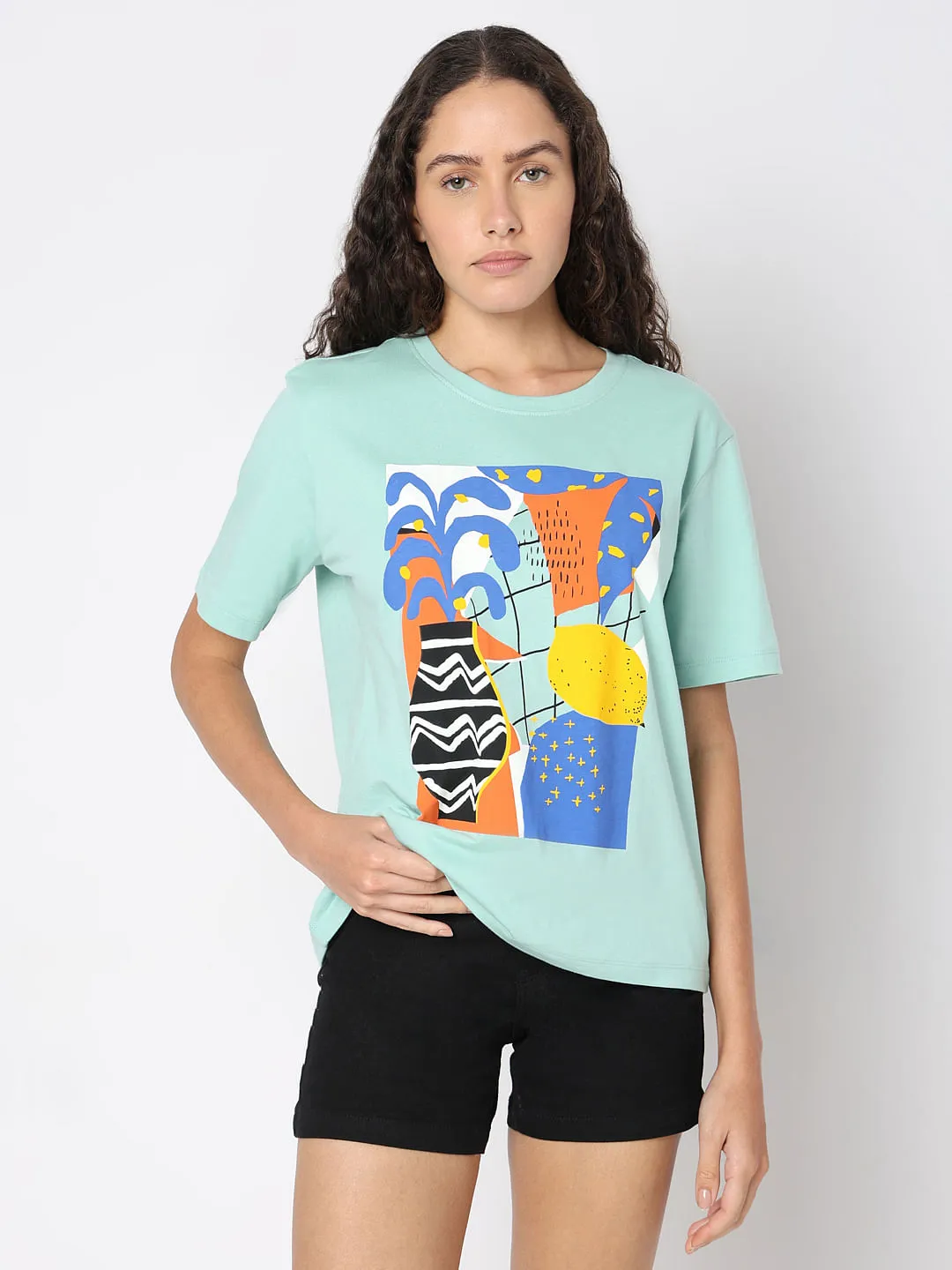 Blue Graphic Print T-shirt