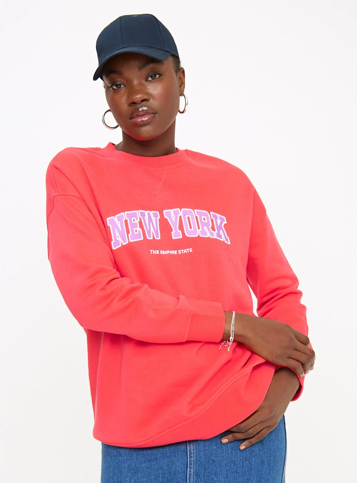 Buy Coral Oversized New York Sweatshirt XL | Hoodies and sweatshirts | Tu