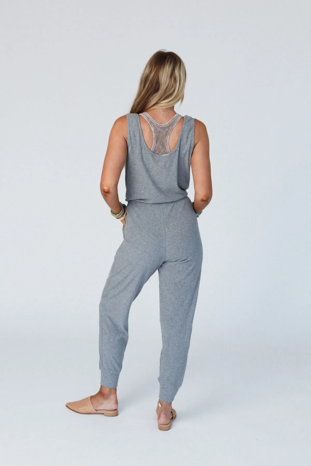 Chill Out Comfy Ribbed Jumpsuit - Charcoal