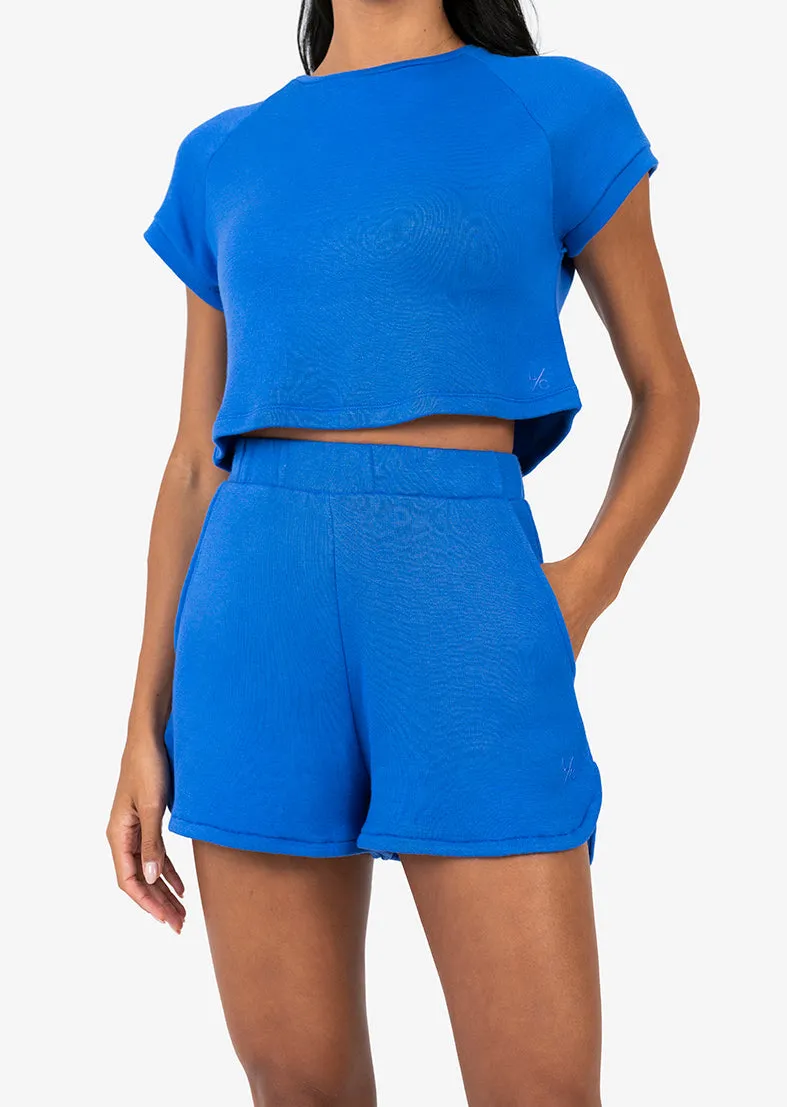 Club LC Scalloped Sweat Short Electric Blue