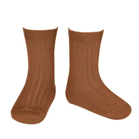 Condor Baby And Child Basic Rib Short Socks Oxide Brown