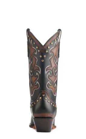 Corral Women's Black and Bronze with Studs Snip Toe Cowboy Boots