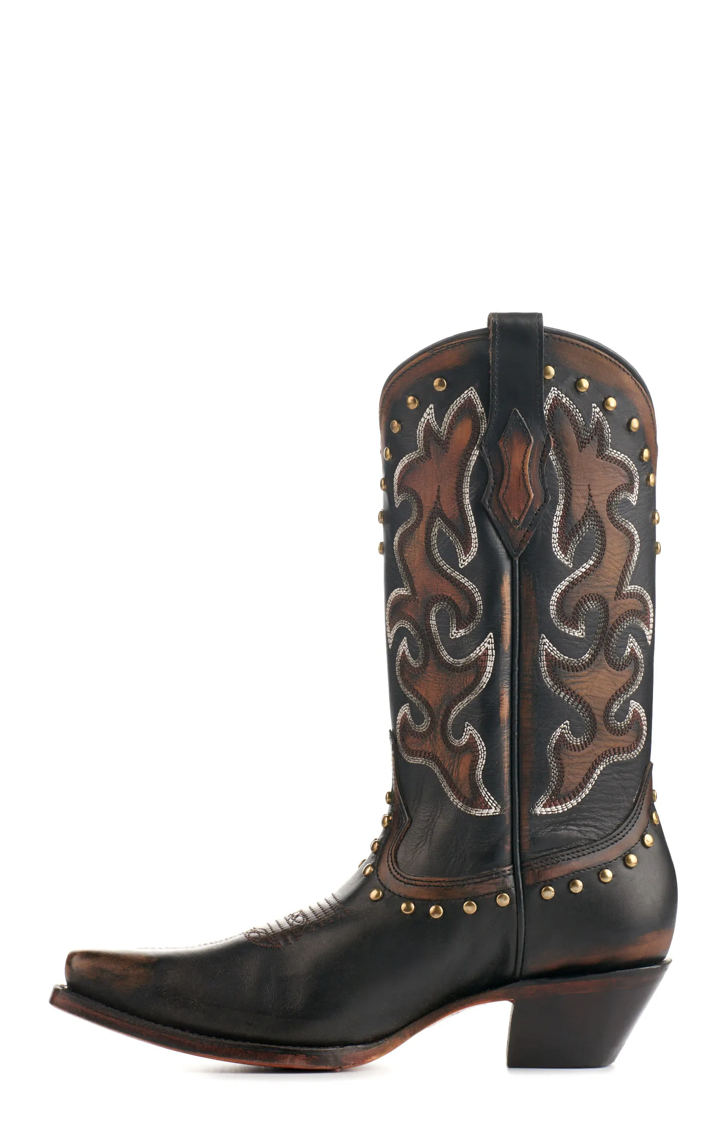 Corral Women's Black and Bronze with Studs Snip Toe Cowboy Boots