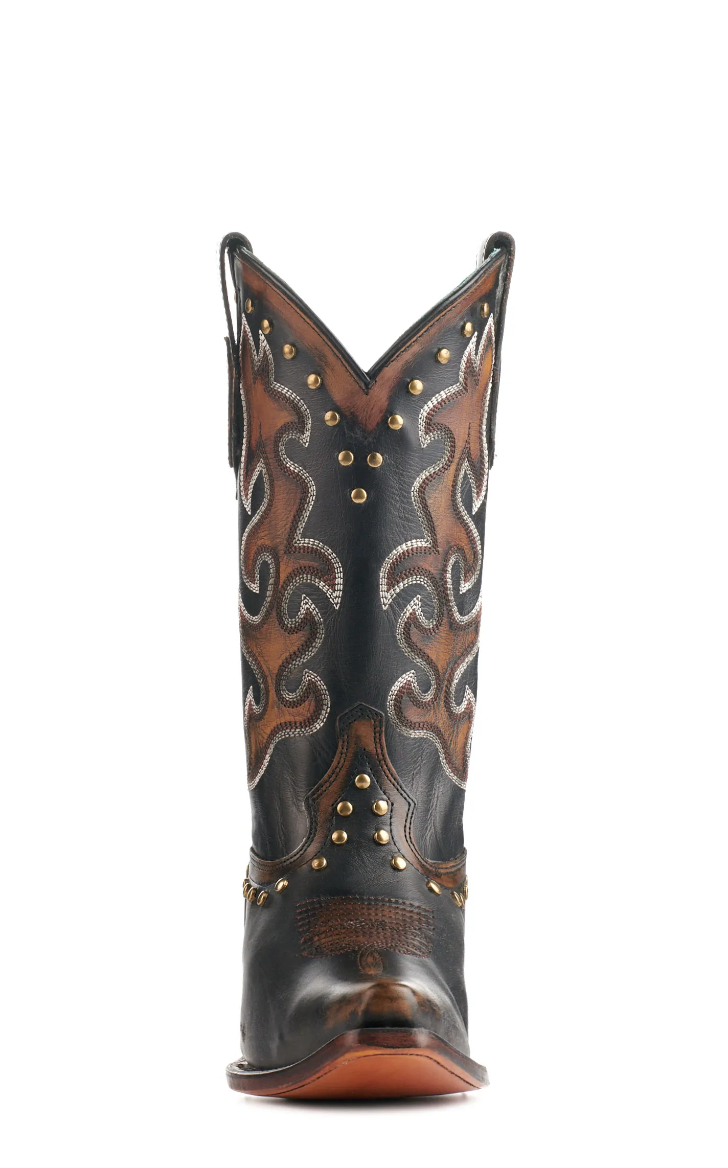 Corral Women's Black and Bronze with Studs Snip Toe Cowboy Boots