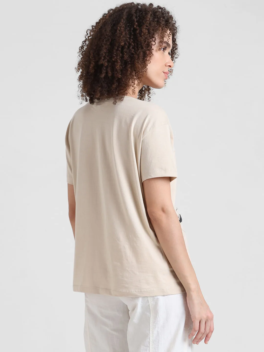 Cream Graphic Print T-shirt