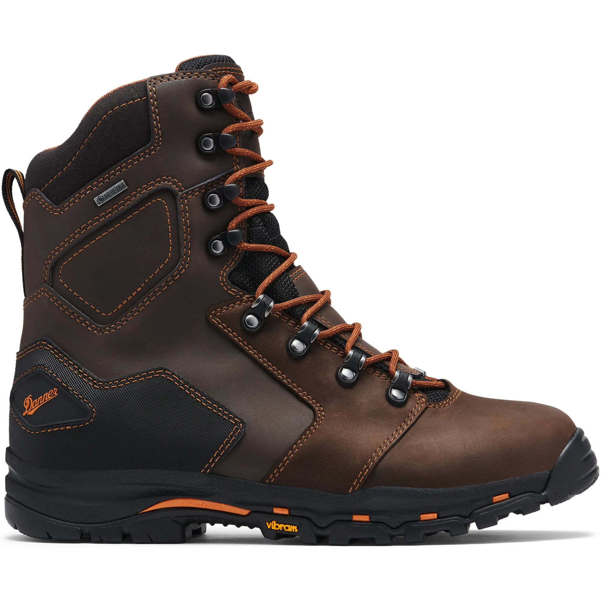 Danner Mens Vicious 8” inch Gore-Tex Waterproof Comp Toe Work Boot- Brown Full-Grain Leather