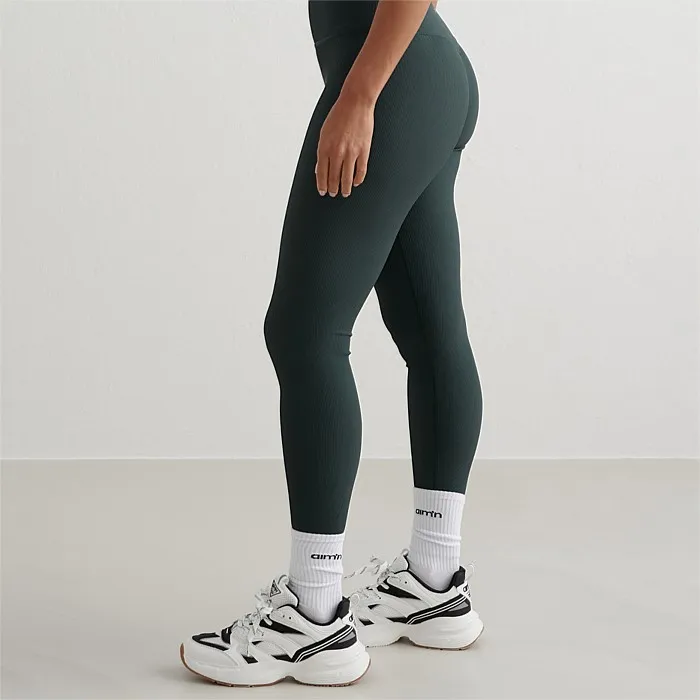 Deep Emerald Ribbed Performance Tights | Tights | Stirling Sports