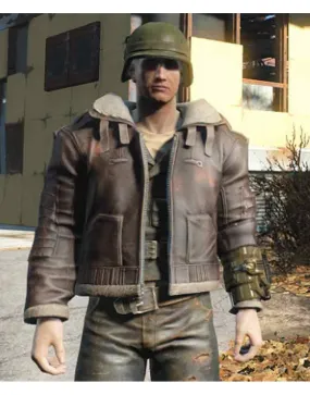 Distressed Brown Leather Fallout 4 Bomber Jacket - UJackets