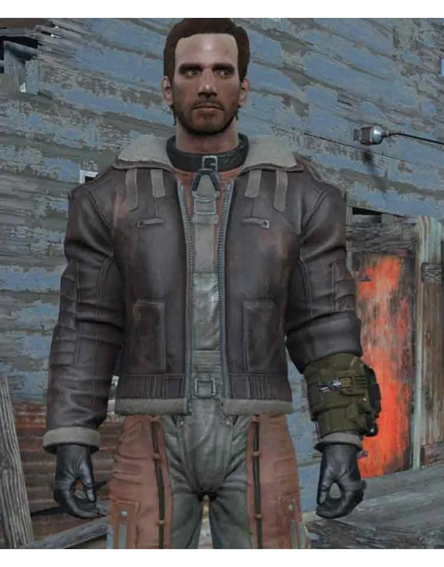 Distressed Brown Leather Fallout 4 Bomber Jacket - UJackets