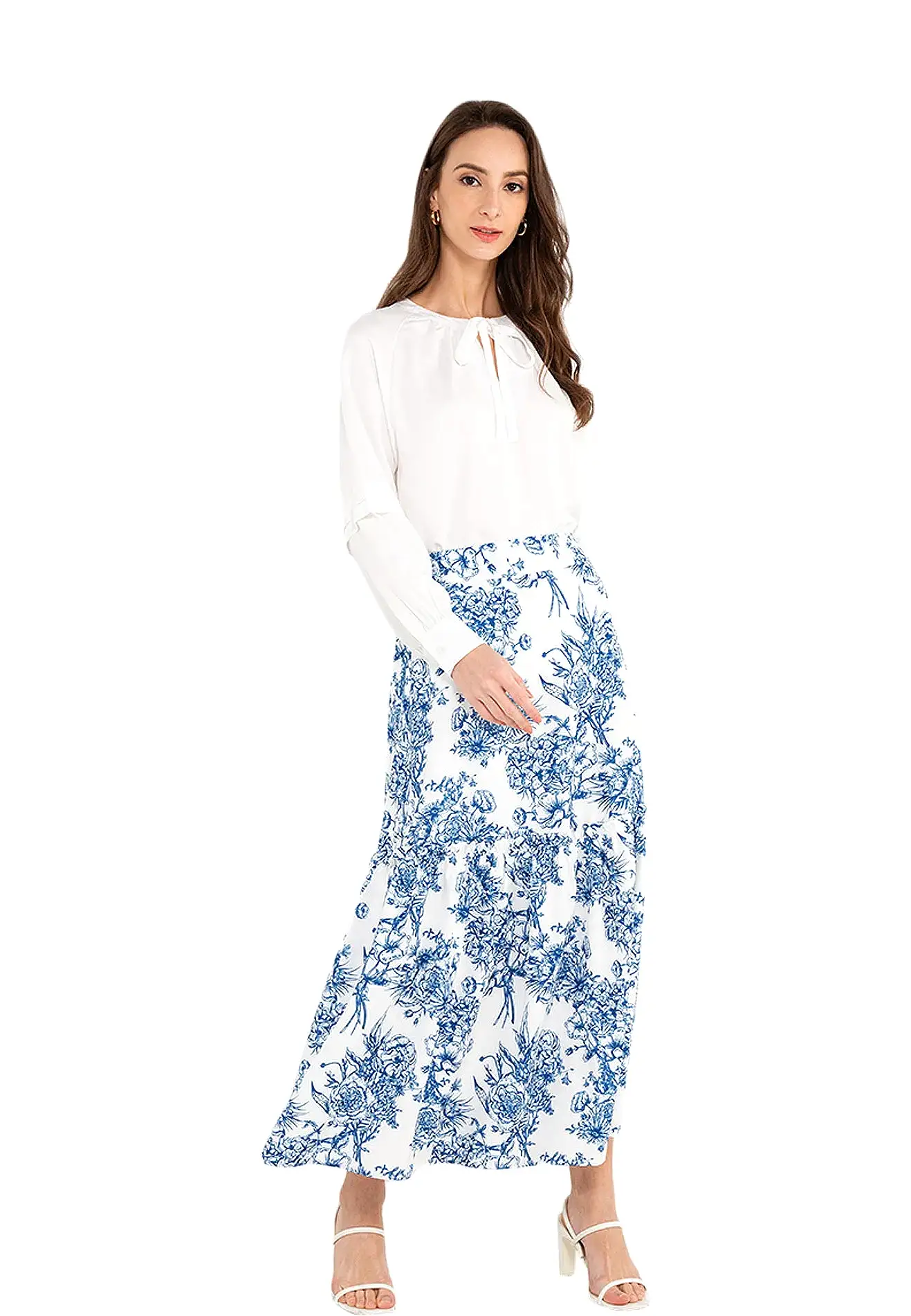 ELLE Apparel ELLE Apparel Floral Printed Ruffle Hem Maxi Skirt