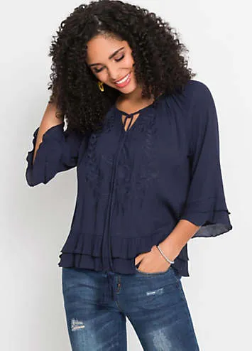 Embroidered Ruffle Hem Tunic by bonprix | Look Again