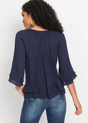 Embroidered Ruffle Hem Tunic by bonprix | Look Again