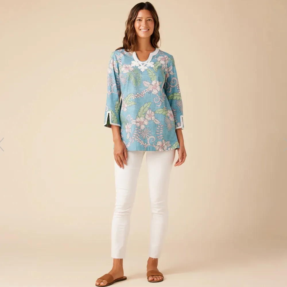 Fancy Biscus Soutache Tunic - Stormy Sky