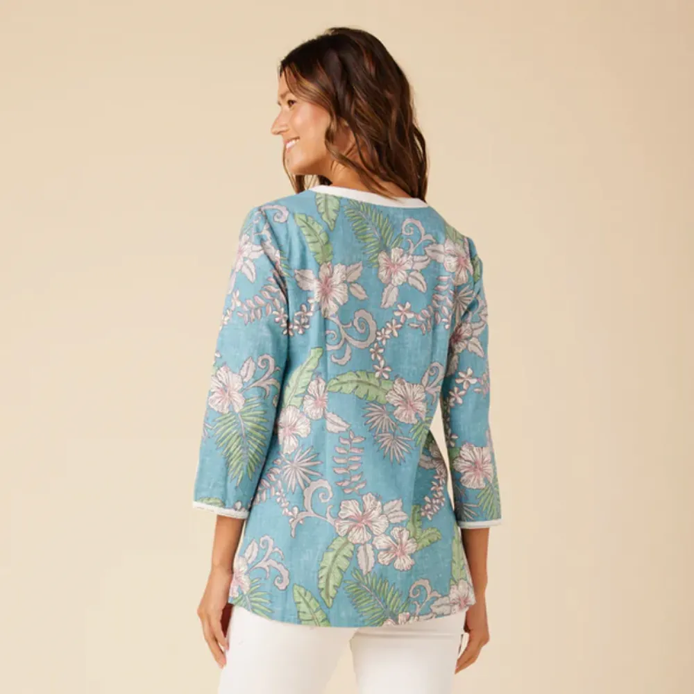 Fancy Biscus Soutache Tunic - Stormy Sky