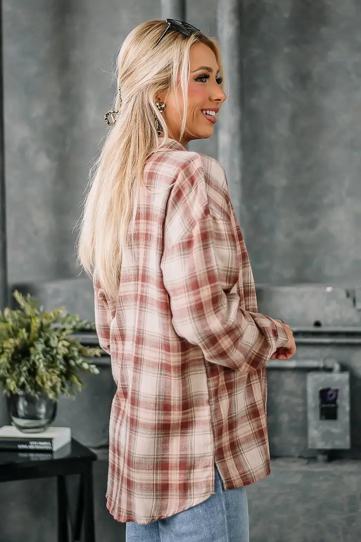 Feeling Fine Flannel Top | Red