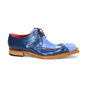 Fennix Harry Men's Shoes Light Blue/Navy Alligator/Calf-Skin Leather Exotic Oxfords (FX1156)