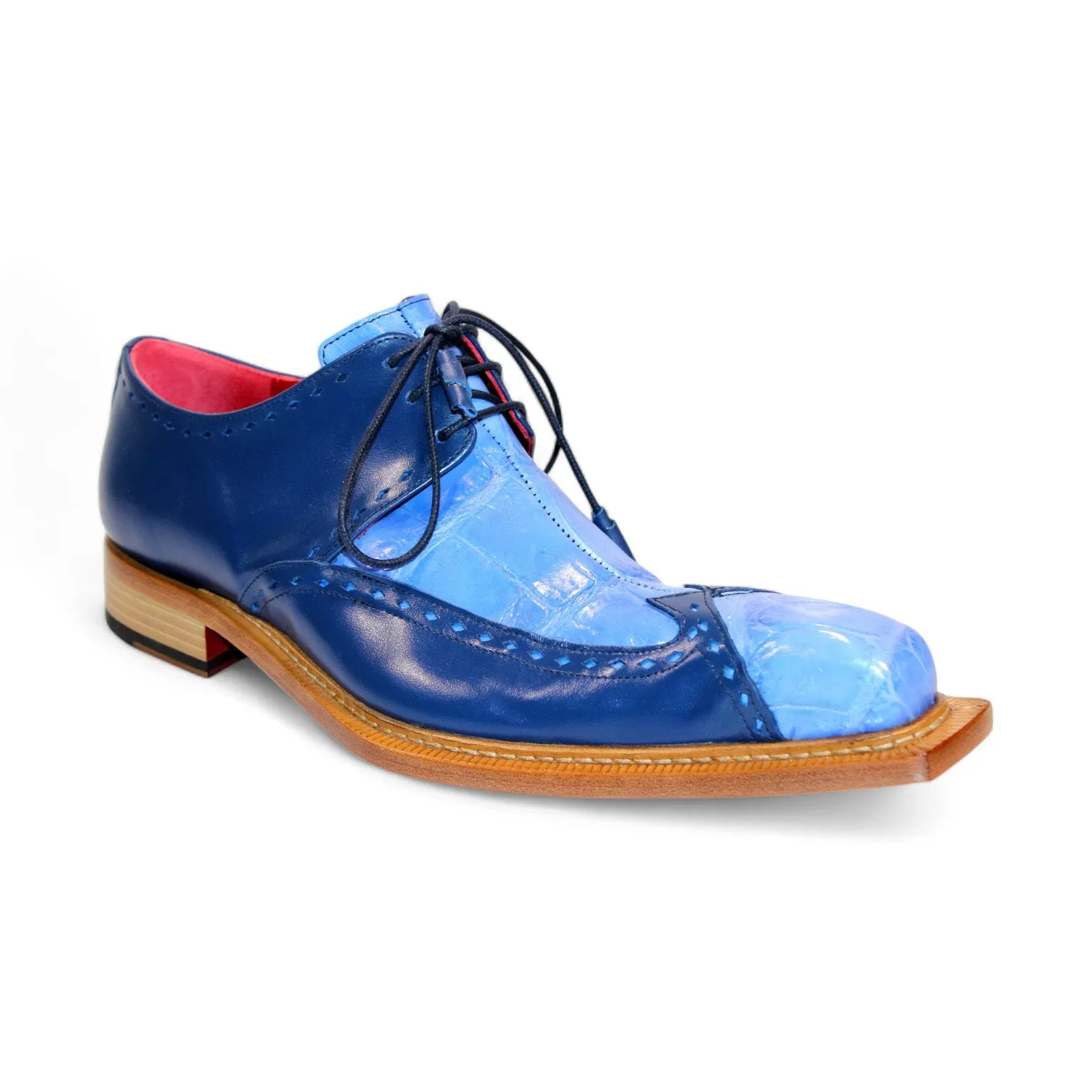 Fennix Harry Men's Shoes Light Blue/Navy Alligator/Calf-Skin Leather Exotic Oxfords (FX1156)