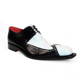 Fennix Harry Men's Shoes White/Black Alligator/Calf-Skin Leather Exotic Oxfords (FX1157)