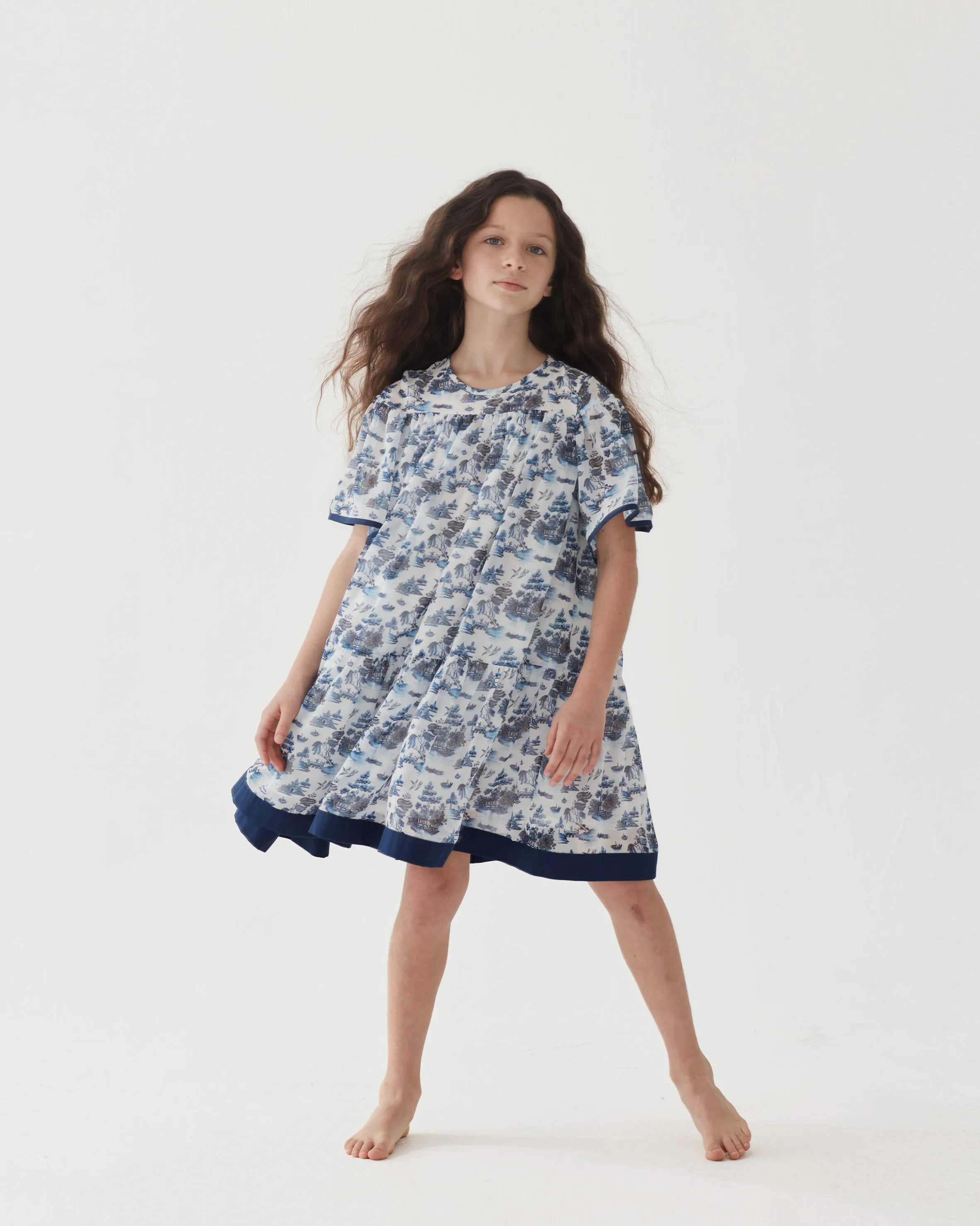 FLOAT YOUR BOAT SPECIAL LENGTH DRESS-WILLOW PATTERN