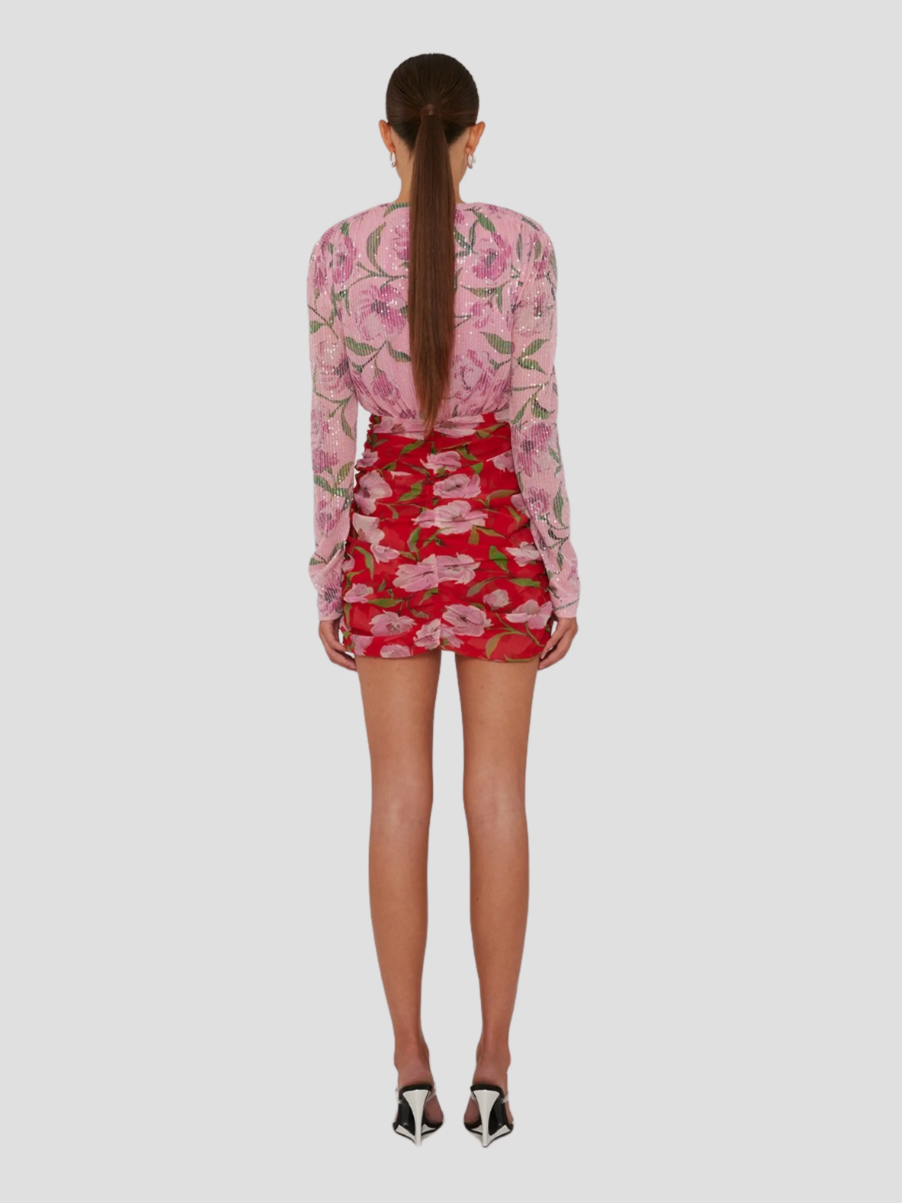 Floral Printed Mini Ls Dress