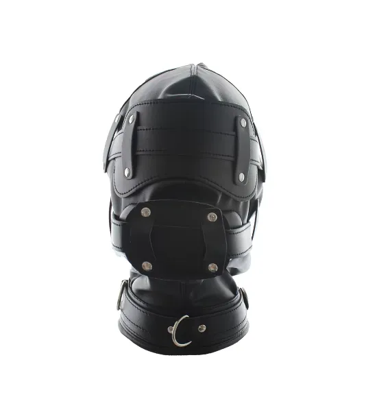 Genuine Leather Hood Sensory Deprivation Mask BDSM