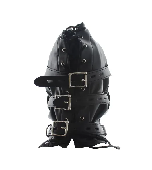 Genuine Leather Hood Sensory Deprivation Mask BDSM