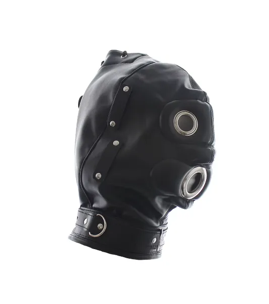 Genuine Leather Hood Sensory Deprivation Mask BDSM