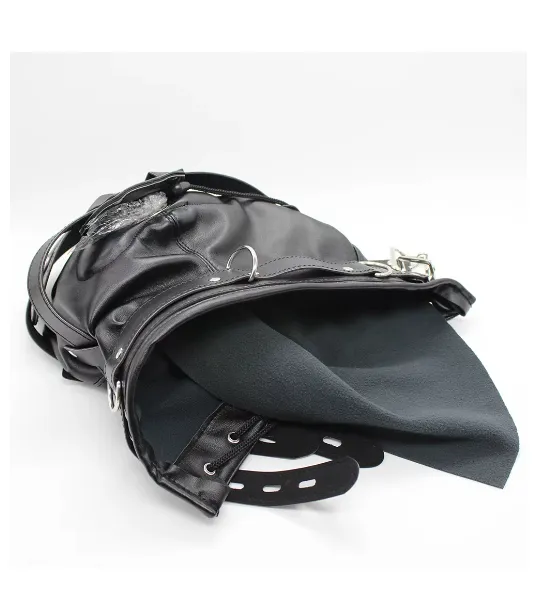 Genuine Leather Hood Sensory Deprivation Mask BDSM