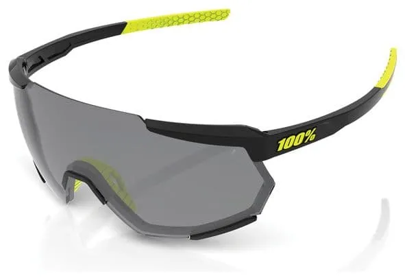 Glasses 100% Racetrap Gloss Black Smoke Lens / Black / Yellow