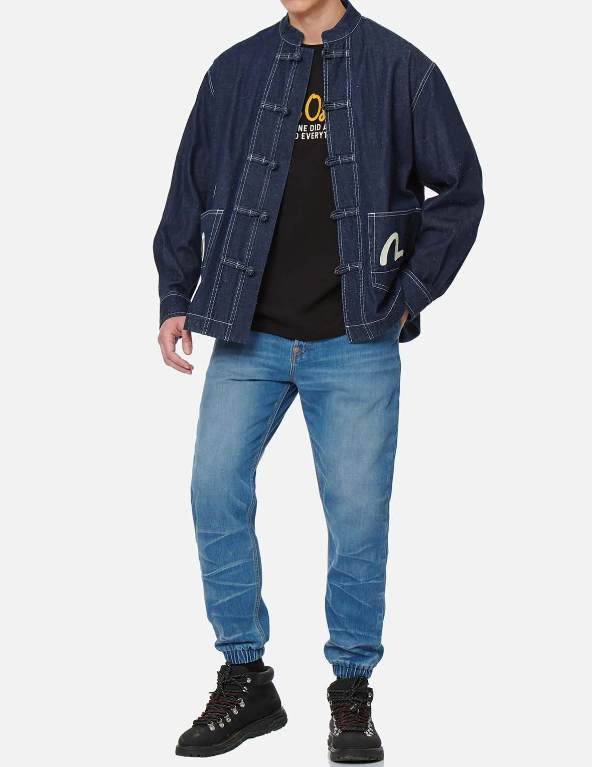 Godhead Label Embroidery Denim Chinese Jacket