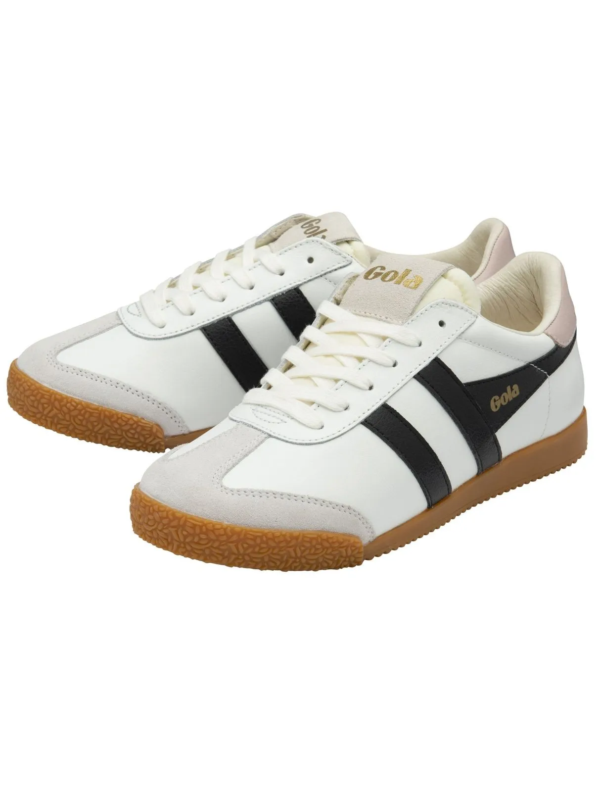 Gola Elan Leather Sneaker in White/Black/Chalk Pink