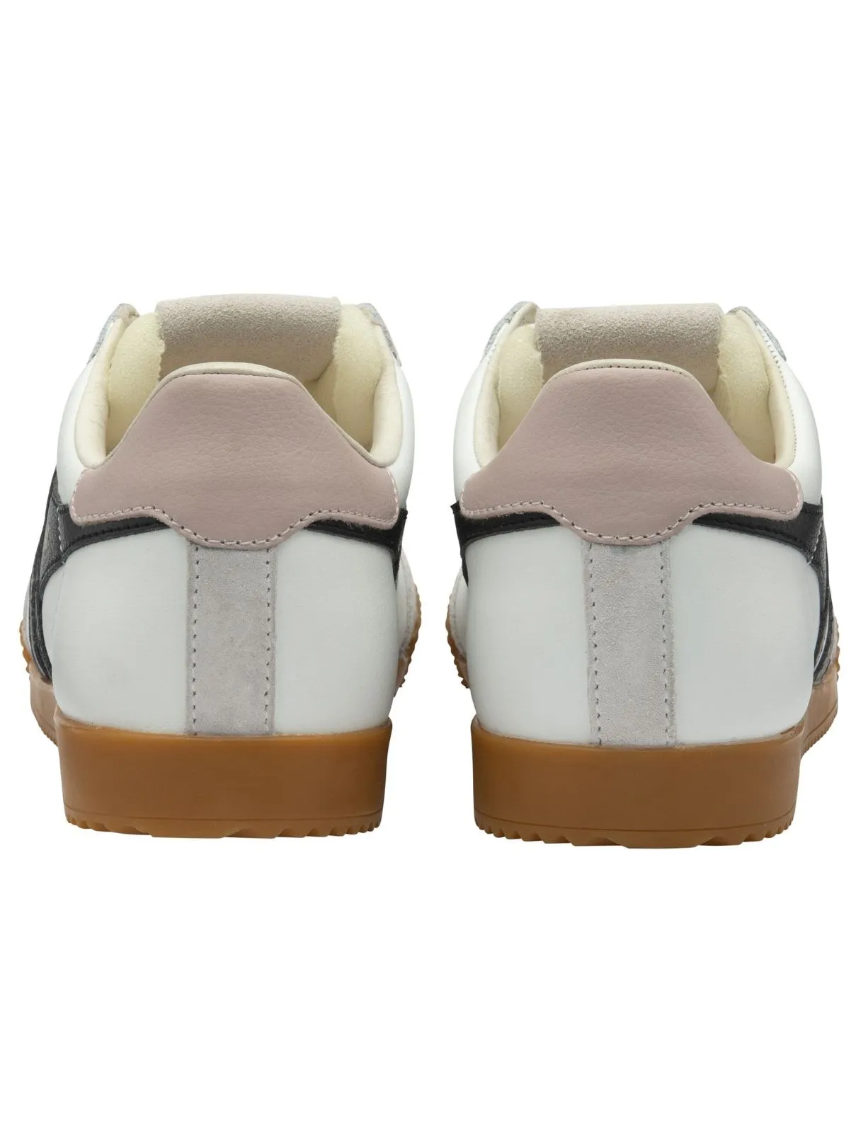 Gola Elan Leather Sneaker in White/Black/Chalk Pink